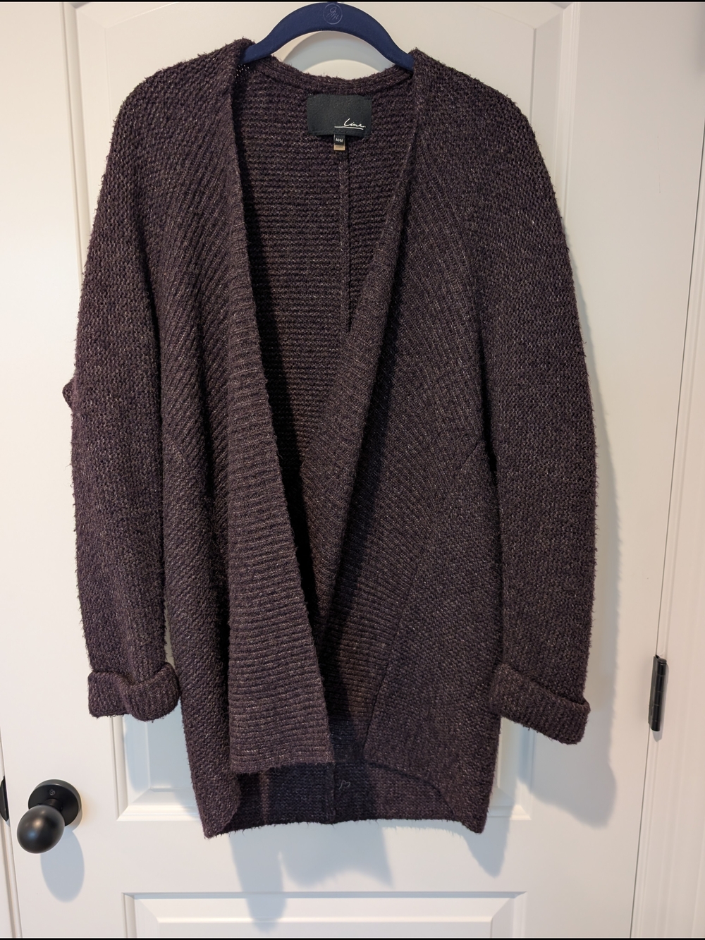 Line Cozy Open-Front Cardigan Sweater - Plum